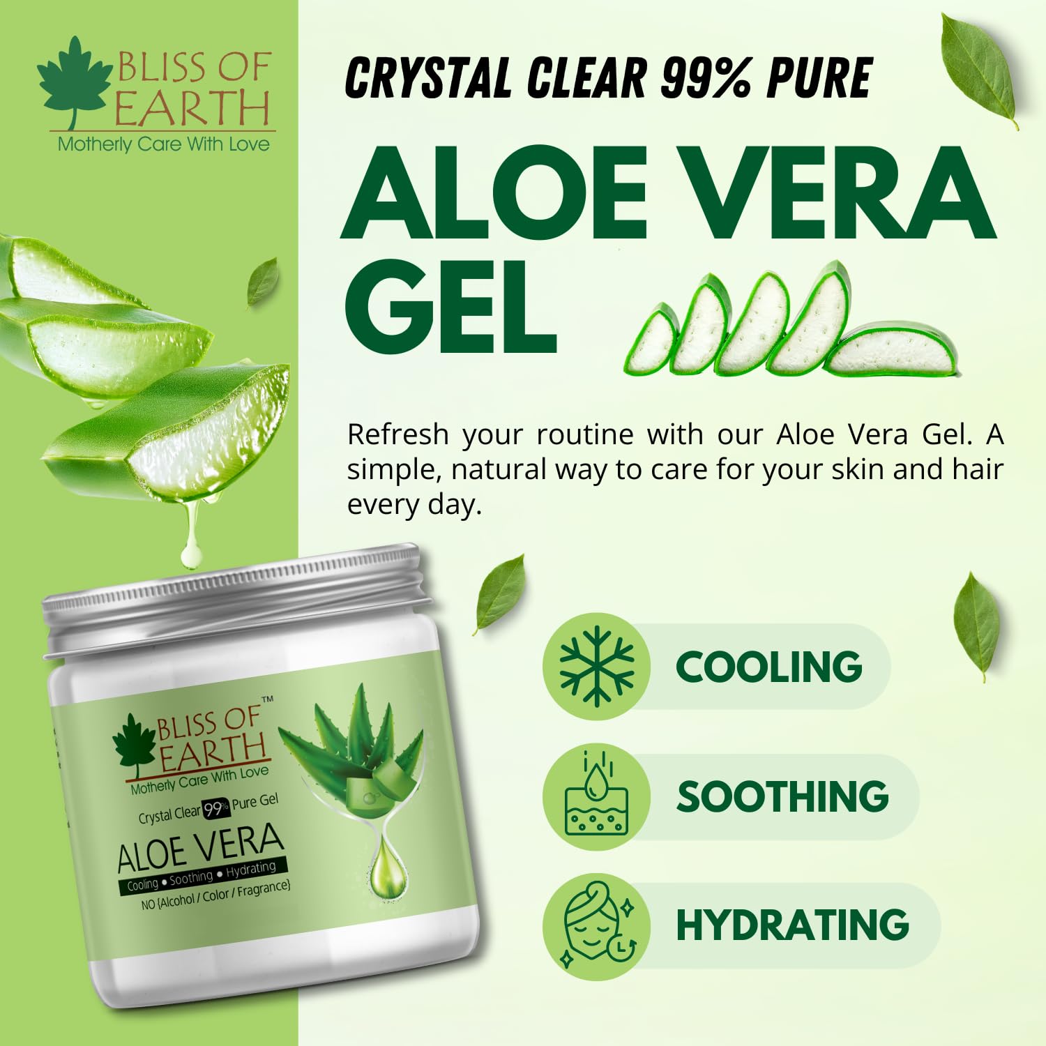 Amazon.com : BLISS OF EARTH Aloe Vera Gel Pure Crystal Clear Best